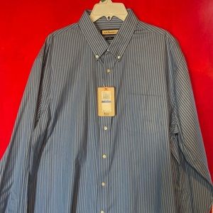 G.H. Bass & Co Mens Blue White Black Striped Co. Button Front Down Shirt XL